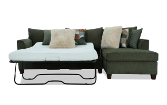 Brynn Green 114'' 2 Piece Right Arm Facing Sleeper Chaise Sectional with Full Gel Mattress