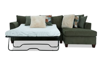Brynn Green 114'' 2 Piece Right Arm Facing Sleeper Chaise Sectional with Full Cooling Mattress