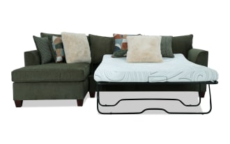 Brynn Green 114'' 2 Piece Left Arm Facing Sleeper Chaise Sectional with Full Cooling Mattress