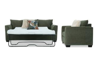 Brynn Green 91'' Sleeper Sofa with Queen Gel Mattress & Chair