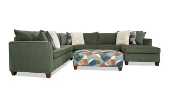 Brynn Green 142'' 4 Piece Right Arm Facing Chaise Sectional with Ottoman