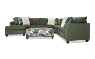 Brynn Green 142'' 4 Piece Left Arm Facing Chaise Sectional with Ottoman