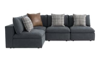 Infinity Thunder Blue 147'' 4 Piece Modular Sectional with 3 Armless Chairs, 1 Corner