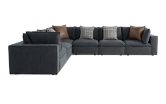 Infinity Thunder Blue 150'' 6 Piece Modular Sectional with 3 Armless Chairs, 3 Corners