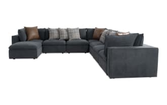 Infinity Thunder Blue 154'' 8 Piece Modular Sectional with 4 Amless Chairs, 3 Corners, 1 Ottoman