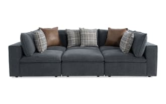 Infinity Thunder Blue 117'' 6 Piece Modular Sectional with 3 Armless Chairs, 2 Corners, 1 Ottoman
