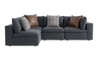 Infinity Thunder Blue 154'' 4 Piece Modular Sectional with 2 Armless Chairs, 2 Corners