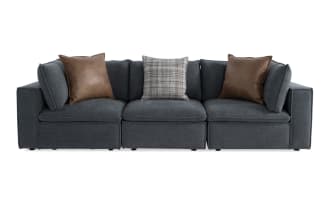 Infinity Thunder Blue 120'' 3 Piece Modular Sofa with 2 Corners, 1 Armless Chair