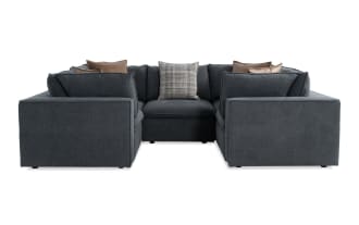 Infinity Thunder Blue 118'' 5 Piece Modular Sectional with 4 Corners, 1 Armless Chair