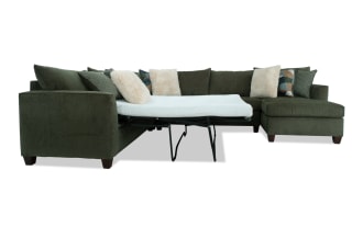 Brynn Green 142'' 4 Piece Right Arm Facing Sleeper Chaise Sectional with Full Gel Mattress
