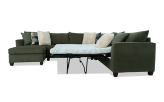 Brynn Green 142'' 4 Piece Left Arm Facing Sleeper Chaise Sectional with Full Cooling Mattress