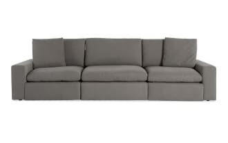 Dream Gray 131'' Power Reclining Modular Sofa with Power Headrest with 3 Recliners