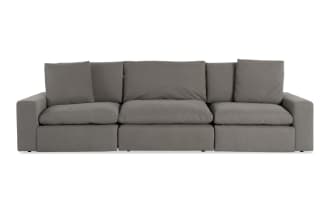 Dream Gray 131'' Power Reclining Modular Sofa with Power Headrest with 2 Recliners, 1 Armless Chair