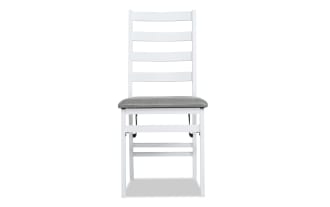 White & Gray Faux Leather Ladder Back Folding Dining Chair