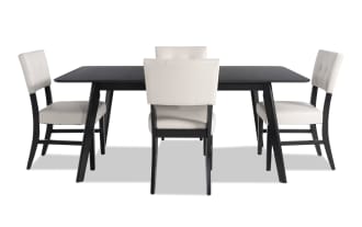 Bettie 5 Piece Black & Cream Faux Leather Upholstered Dining Set