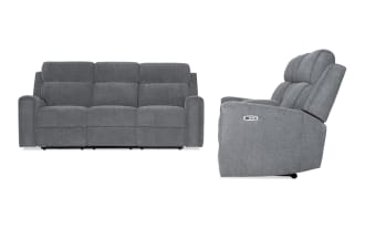 Athens Gray 85'' Power Reclining Sofa & 75'' Console Loveseat with Power Headrest