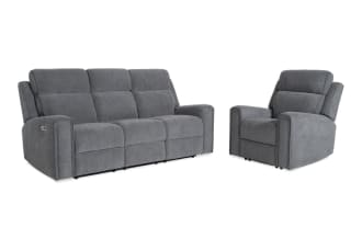 Athens Gray 85'' Power Reclining Sofa & Recliner with Power Headrest