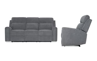 Athens Gray 85'' Power Reclining Sofa & Recliner with Power Headrest