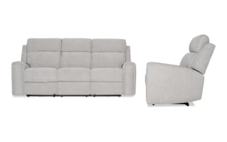 Athens Cream 85'' Power Reclining Sofa & Recliner with Power Headrest