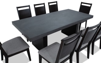 Atlas 9 Piece Brown & Gray Panel Back Upholstered Dining Set