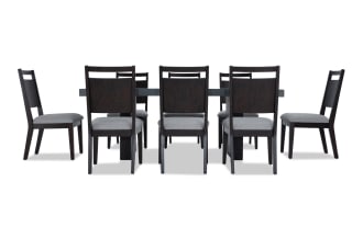 Atlas 9 Piece Brown & Gray Panel Back Upholstered Dining Set