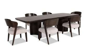 Luxe 7 Piece Brown & White Upholstered Dining Set