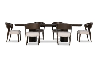 Luxe 7 Piece Brown & White Upholstered Dining Set