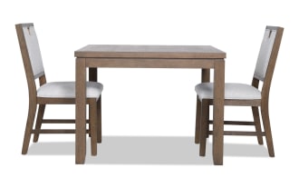 Brookline 3 Piece Brown & White Upholstered Square Dining Set