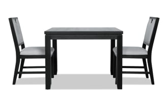 Brookline 3 Piece Black & White Upholstered Square Dining Set