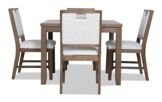 Brookline 5 Piece Brown & White Upholstered Square Dining Set