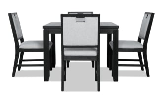 Brookline 5 Piece Black & White Upholstered Square Dining Set
