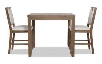 Brookline 3 Piece Brown & White Upholstered Counter Height Square Dining Set