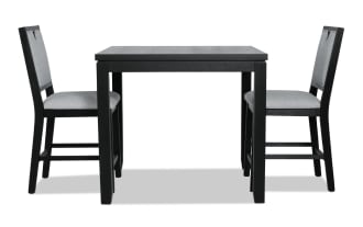 Brookline 3 Piece Black & White Upholstered Counter Height Square Dining Set