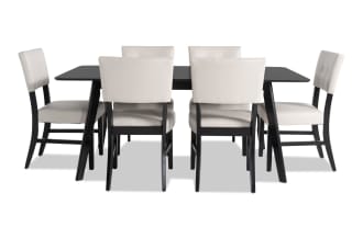 Bettie 7 Piece Black & Cream Faux Leather Upholstered Dining Set