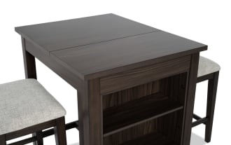 Homeworks 3 Piece Dark Brown & Gray Upholstered Counter Height Kitchen Island Set