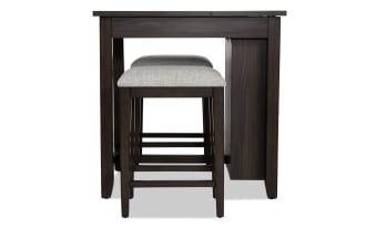 Homeworks 3 Piece Dark Brown & Gray Upholstered Counter Height Kitchen Island Set