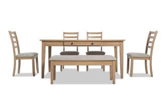 Homeworks 6 Piece Natural & Gray Dining Set with Storage Bench