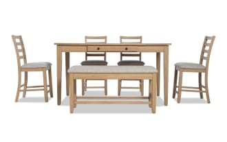 Homeworks 6 Piece Natural & Gray Counter Height Dining Set with Storage Bench