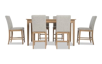 Homeworks 7 Piece Natural & Gray Upholstered Counter Height Dining Set