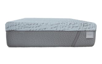 Power Bob Ultra Base with Enchant 16'' Split King Firm Mattress featuring adjustable split design, white cooling cover, firm support, and black metal frame.