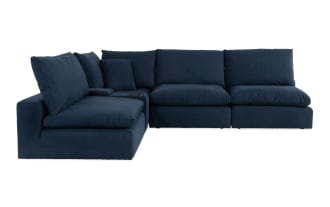 Dream Navy 131'' 5 Piece Modular Sectional with USB & USB-C Ports with 3 Armless Chairs, 1 Corner, 1 Console