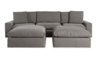 Dream Gray 131'' Power Reclining Modular Sofa with Power Headrest with 2 Recliners, 1 Armless Chair, 2 Ottomans