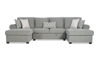 Playlist Max Spa Blue 125'' 3 Piece Dual Chaise Sectional with USB & USB-C Ports