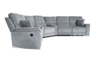 Renegade Gray 127'' Power Recliining 7 Piece Sectional with USB Port