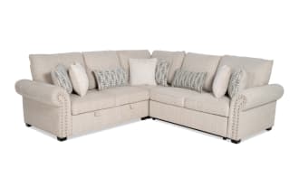 Playlist Max Beige 96'' 3 Piece Right Arm Facing Pop-Up Sleeper Sectional with USB & USB-C Ports
