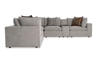 Infinity Gray 117'' 7 Piece Modular Sectional with 3 Corners, 2 Armless Chairs, 2 Media Consoles