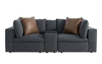 Infinity Thunder  Blue  83'' 3 Piece Modular Loveseat with 2 Corners, 1 Media Console
