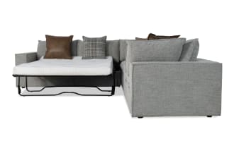 Infinity Gray 121'' 5 Piece Left Arm Facing Modular Sleeper Sectional with Queen Gel Mattress & Media Console