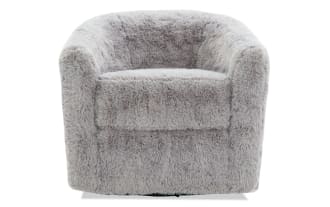 Dove Gray Faux Fur Swivel Accent Chair