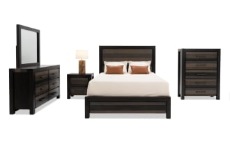 Tahoe 5 Piece Queen Gray Panel Bedroom Set